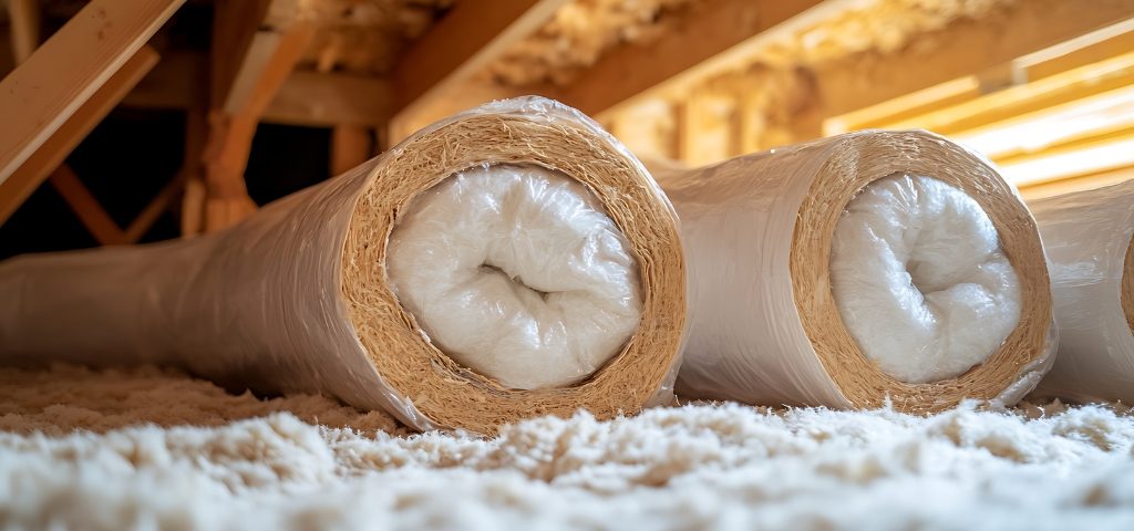 Rollos de lana mineral.
