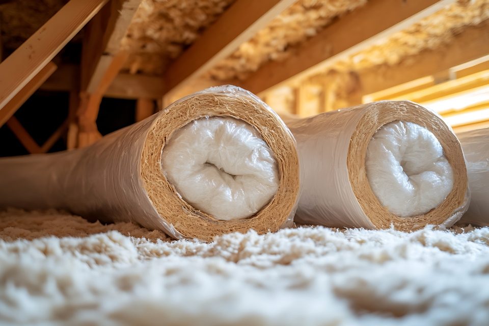 Rollos de lana mineral.