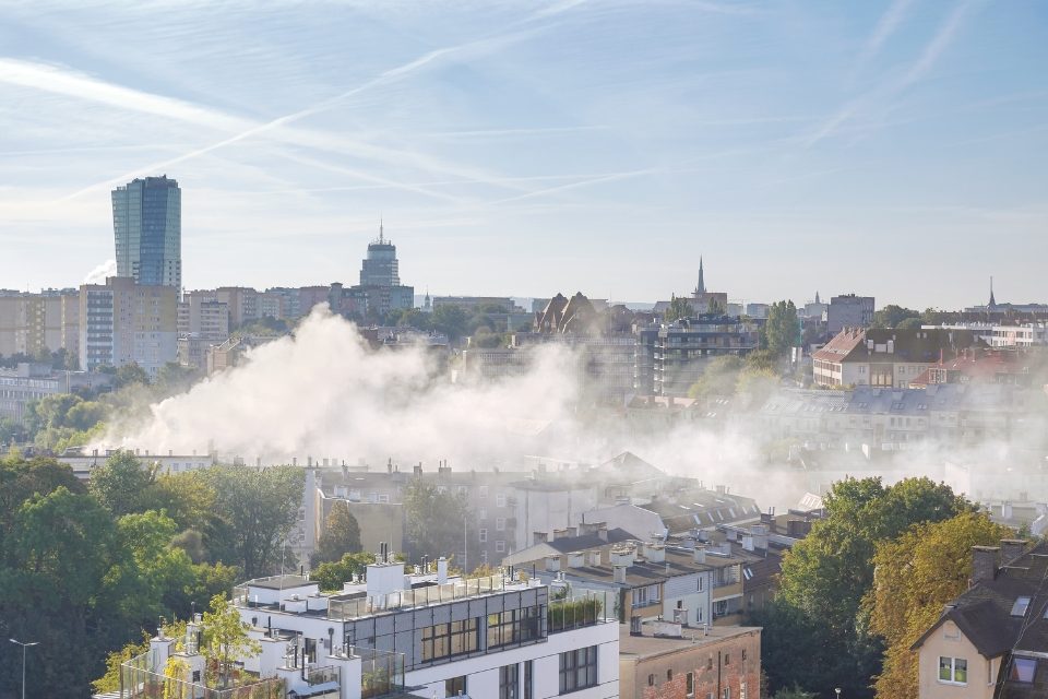 Una ciudad con altas emisiones de CO2.